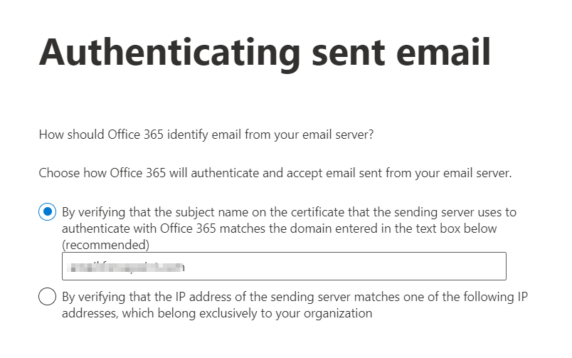 Inbound connector setup in Microsoft Office 365